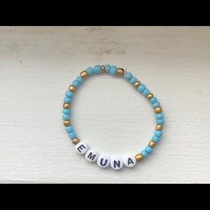 Light blue and gold personalized bracelet